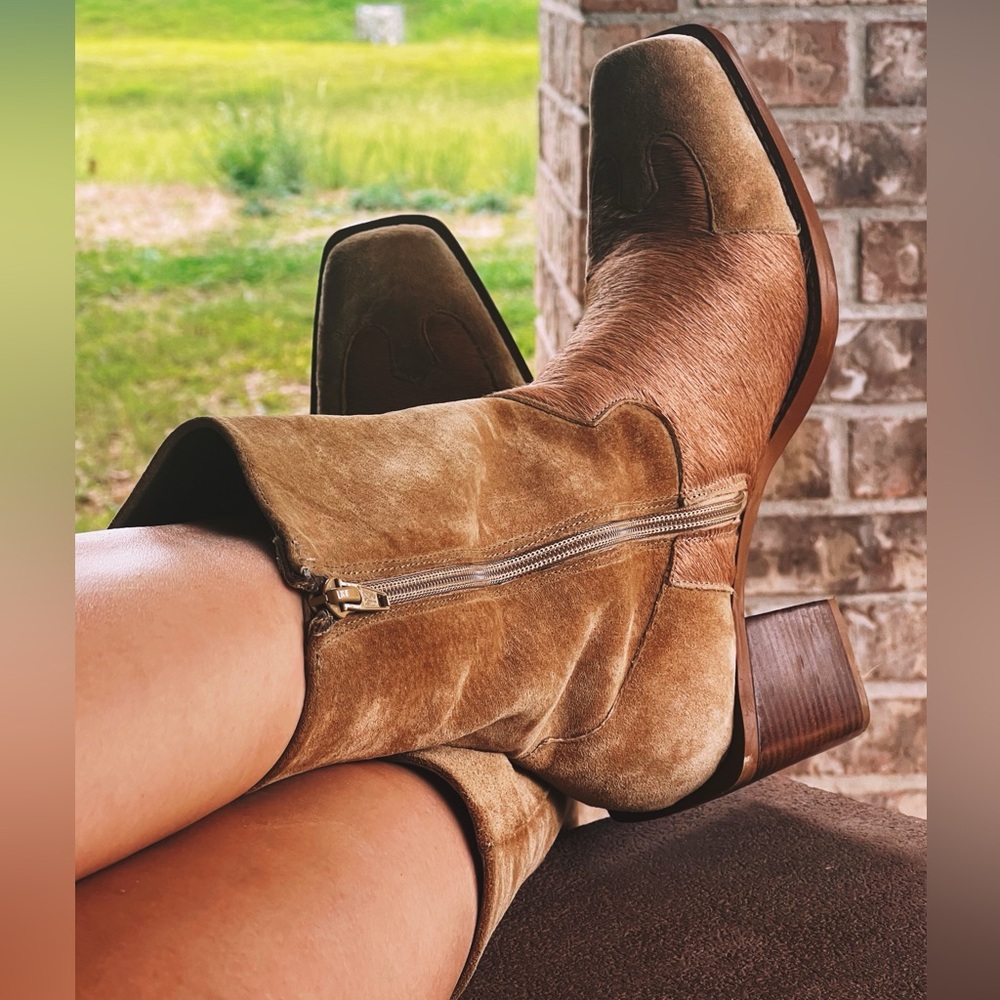 Tan Western Ankle Boots